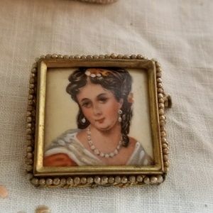 Limoges Porcelain Portrait Brooch